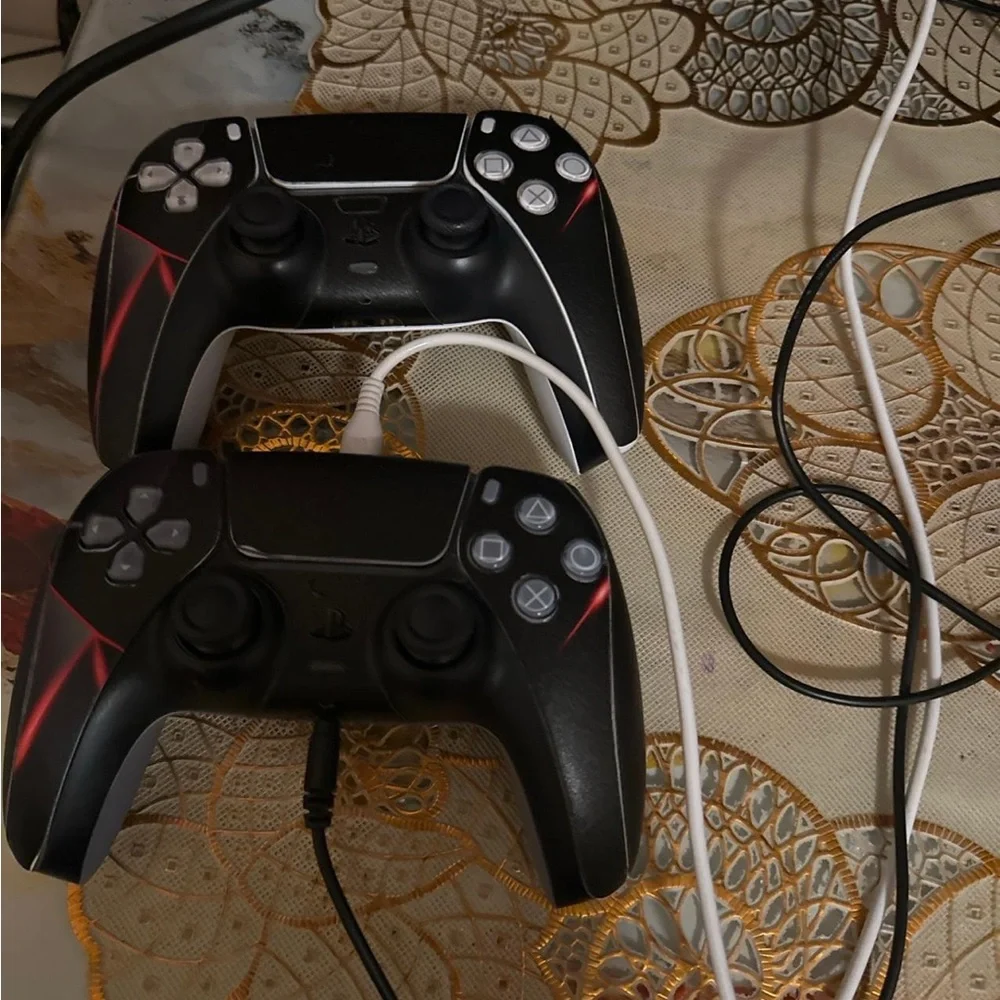 PlayStation DualSense Wireless Controller Pair - Black with Red Accents
